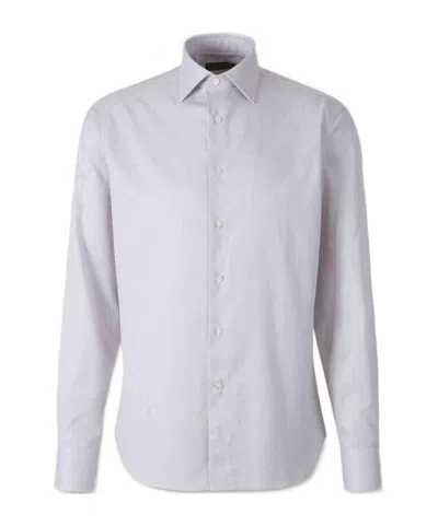 Canali Micro-plaid Regular-fit Shirt In Gray