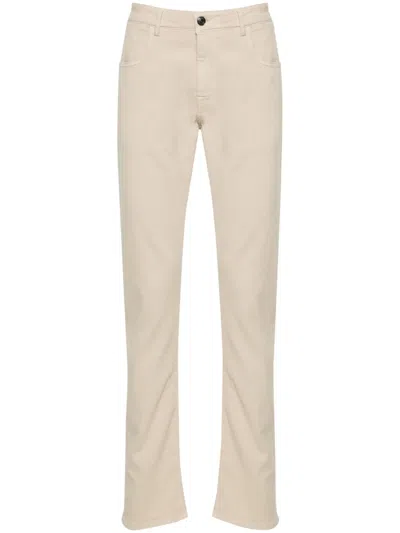 Canali Mid-rise Slim Trousers In Neutrals