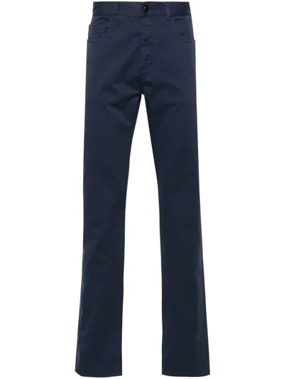Canali Mid-rise Straight-leg Trousers In Blue