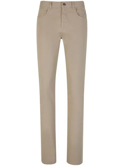 Canali Mid-rise Straight-leg Trousers In Neutrals