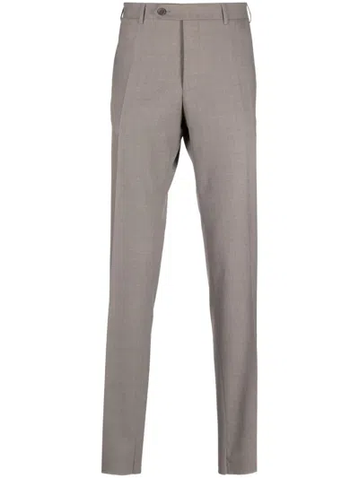 Canali Slim-cut Wool Chino Trousers In Nude