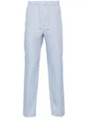 Canali Mid-rise Tapered Linen Trousers In Blue