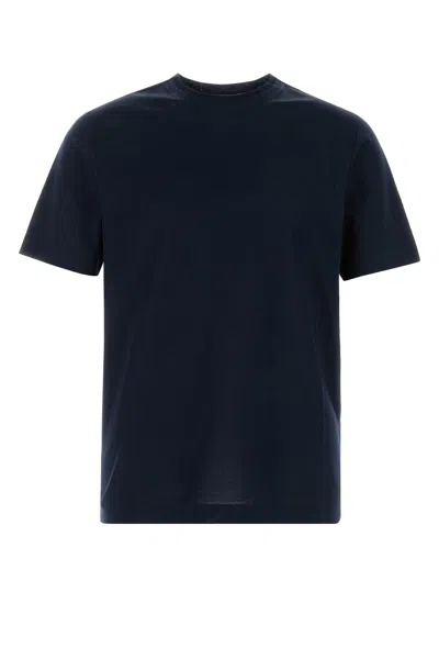 Canali Midnight Blue Cotton T-shirt In Black