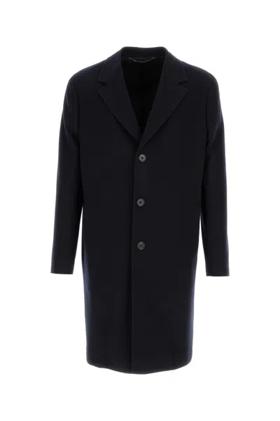 Canali Midnight Blue Wool Coat In Black