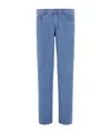 Canali Medium Blue Regular Fit Five Pocket Soft Touch Denim Stretch Fabric Pants In Blue
