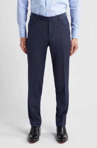 Canali Milano Trim Fit Five Pocket Wool Dress Pants In Navy