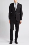 CANALI CANALI MILANO TRIM FIT SOLID BLACK WOOL SUIT