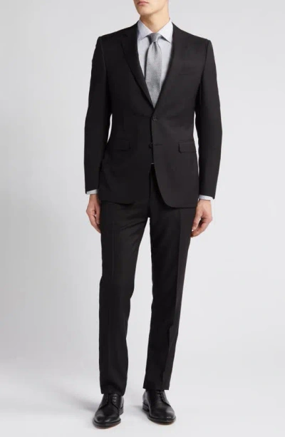 Canali Milano Trim Fit Solid Black Wool Suit