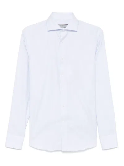 Canali Mini Check-pattern Shirt In Blue