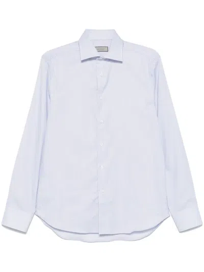 Canali Mini-check Shirt In Blue