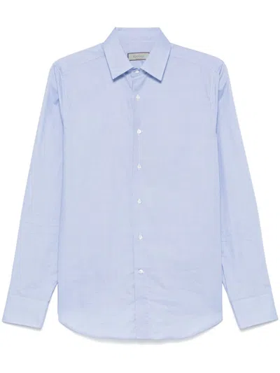 Canali Mini-check Shirt In Blue