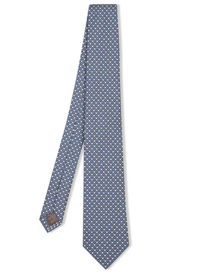 Canali Mini Geometric Blue-beige-white Tie