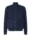 Canali Minimalist Suede Jacket In Blue