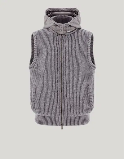 Canali Mixed Material Merino Wool Gray Vest
