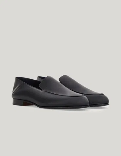 Canali Mocassins En Cuir De Mouton Noir In Gray