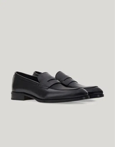 Canali Mocassins En Cuir De Veau Noir Poncé In Black