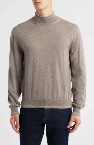 Canali Mock Neck Wool & Silk Blend Sweater In Brown