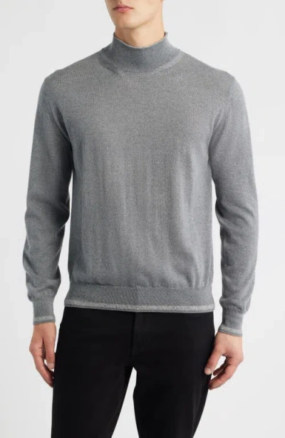 Canali Mock Neck Wool & Silk Blend Sweater In Gray