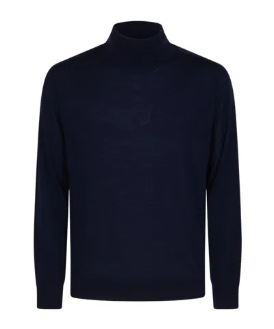 Canali Mock-neck Knitted Sweater In Black