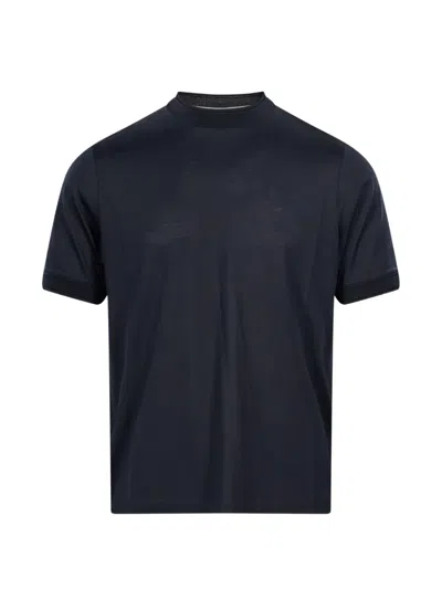 Canali Mock-neck T-shirt In Blue