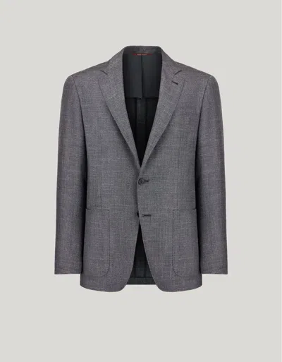 Canali Textured Wool Blazer In Gray
