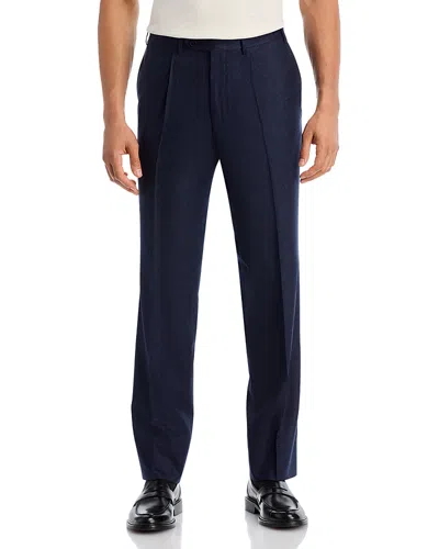Canali Monza Slim Fit Wool Flannel Trousers In Blue