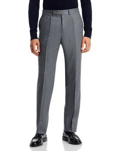 Canali Monza Slim Fit Wool Flannel Trousers In Gray