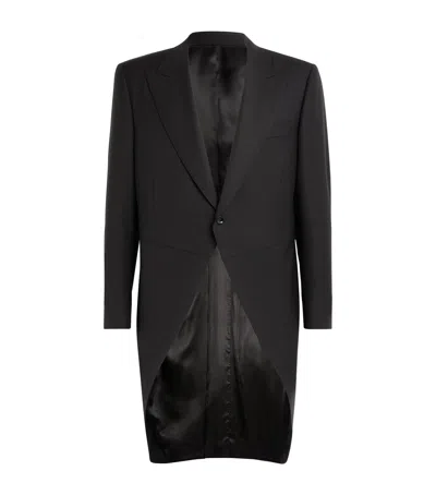 Canali Peak Lapel Plain Wool Morning Coat In Black