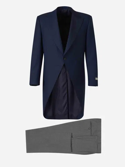 Canali Morning Suit Trousers Waistcoat In Navy Blue