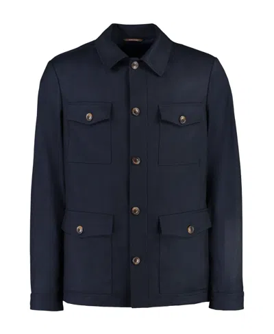 CANALI BUTTON-FASTENING FLAP-POCKETS JACKET
