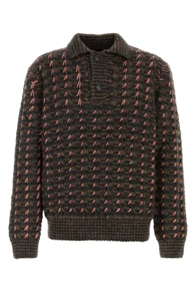 Canali Multicolor Alpaca Blend Polo Shirt In Brown