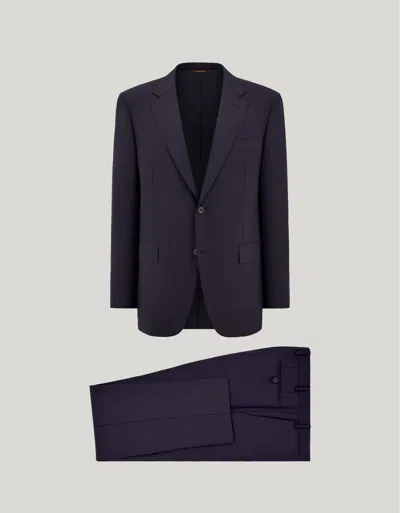 Canali Navy Blue 160's Wool Herringbone Single-breasted Regular-fit Suit