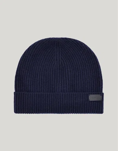 Canali Navy Blue Cashmere English Rib Hat