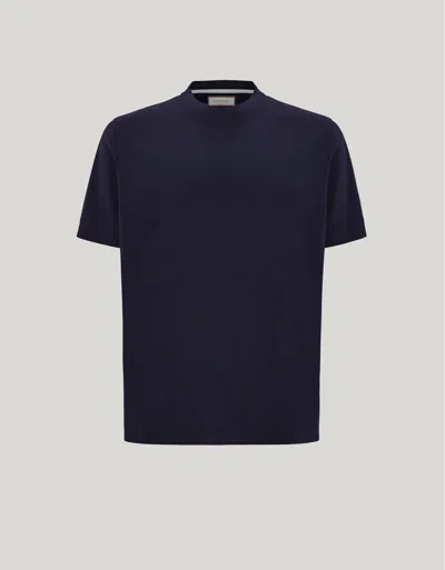Canali Navy Blue Cotton Interlock Jersey Regular-fit T-shirt