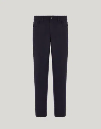 Canali Navy Blue Five Pocket Flannel Impeccabile Wool Pants In Black