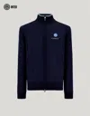 Canali Navy Blue Merino Wool Cardigan With Zipper - Inter Collection In Blue