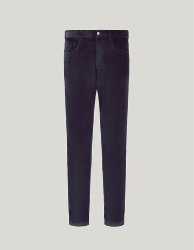 Canali Navy Blue Regular Fit Soft Touch Corduroy Pants