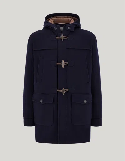 Canali Navy Blue Wool And Cashmere Duffle Coat In Black