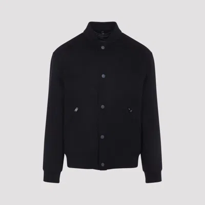 CANALI CANALI NAVY BLUE WOOL BOMBER JACKET