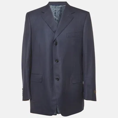 Pre-owned Canali Navy Blue Wool Single Breasted Regular Fit Blazer Xxxl