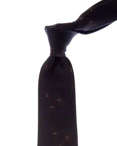 Canali Navy Diamonds Silk Tie In Blue