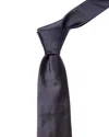 Canali Navy Silk Tie In Brown