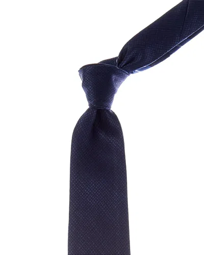 Canali Navy Stripes Reversible Silk Tie In Blue