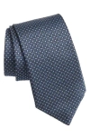 Canali Neat Geometric Silk Tie In Dark Blue