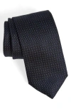 Canali Neat Geometric Silk Tie In Navy