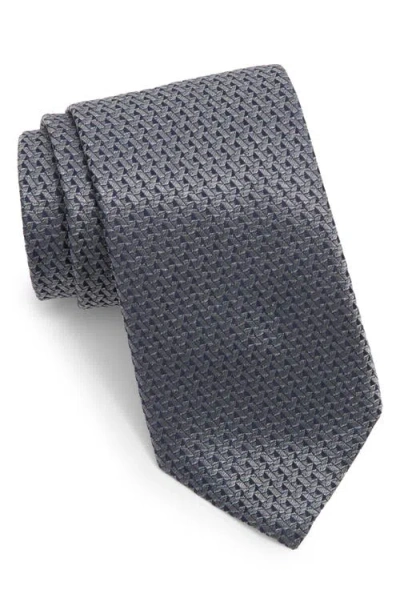 Canali Neat Silk Tie In Gray