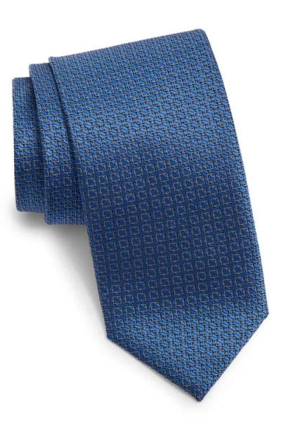 Canali Neat Silk Tie In Blue