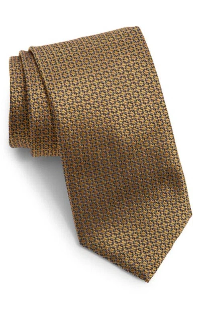 Canali Neat Silk Tie In Yellow