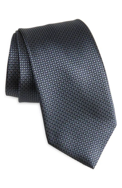 Canali Neat Silk Tie In Blue