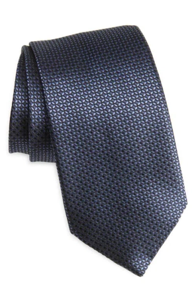 Canali Neat Silk Tie In Blue